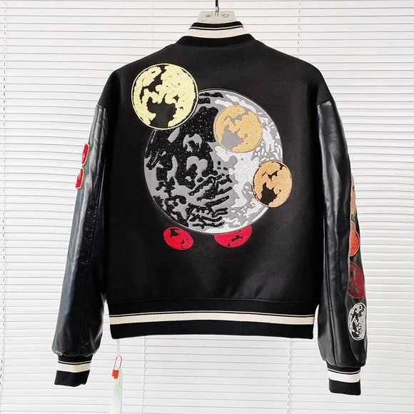 Off-White Black Leather-Sleeved Jacket